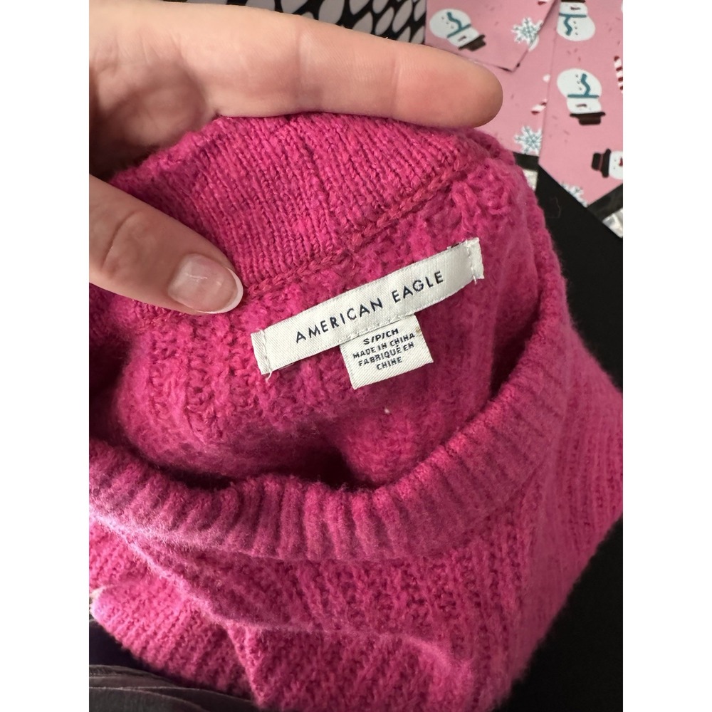 American Eagle Outfitters Knit Sweater S Hot Pink Fuzzy Soft Oversized Lagenlook - Picture 4 of 9